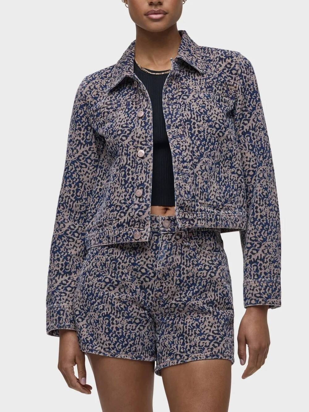 NEW HUDSON liza trucker jacket in indigo leopard